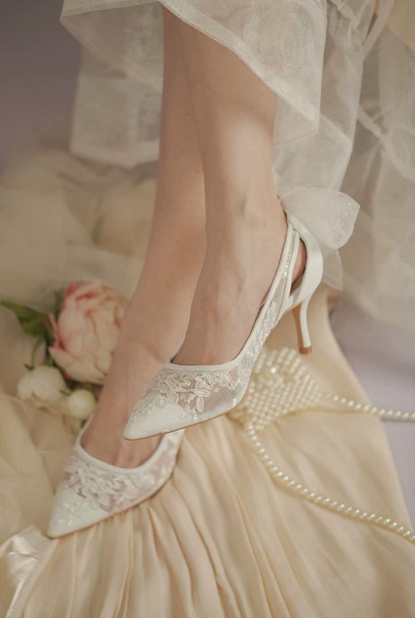 Bridal Shoes – Ivory Lace Mesh Stiletto