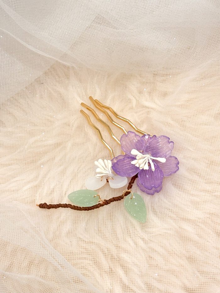 Lavender Flower Gold Haircomb